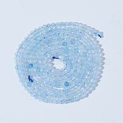2連売り天然アクアマリンビーズ連売り  多面カット  ラウンド  3mm  穴：0.5mm  約132個/連  15.7インチ（40cm）&nbsp;G-ME0001-18
