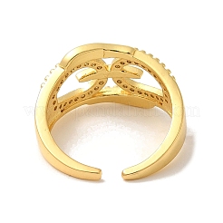 Rack Plating Brass Micro Pave Clear Cubic Zirconia Cuff Rings for Women&nbsp;RJEW-G325-13D-GP