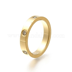 304 Stainless Steel Crystal Rhinestone Finger Rings for Women&nbsp;RJEW-B120-02G