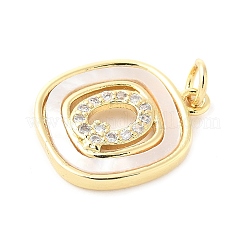 Rack Plating Brass Micro Pave Clear Cubic Zirconia Pendants&nbsp;KK-E102-33G-Q