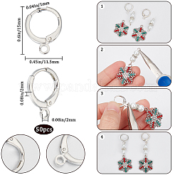 真鍮フレンチフックピアスのパーツ50個。  カン付き  プラチナ  15x11.5x2mm  穴：2mm  ピン：1mm&nbsp;KK-SC0004-22P