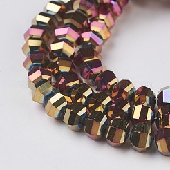電気メッキガラスビーズセット  フルメッキ  多面カット  ロンデル  マルチカラーメッキ  フラミンゴ  6x4.5mm  穴：1mm  約98個/連  17.3インチ（44cm）&nbsp;EGLA-L012-B-FP01