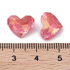 ガラスラインストーンカボション  ポイントバック＆バックメッキ  多面カット  ハート  フクシア  10x12x5mm&nbsp;RGLA-G020-04C-502AM