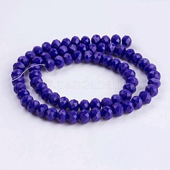 オペークガラスビーズ連売り  多面カット  ロンデル  藤紫色  8x6mm  穴：1~1.5mm  約60~62個/連  39~40cm&nbsp;EGLA-F122-8x6mm-NC02