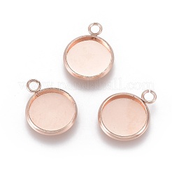 201 Stainless Steel Pendant Cabochon Settings&nbsp;X-STAS-F191-14RG-C