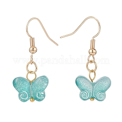 5 Pairs 5 Color Glass Butterfly Dangle Earrings&nbsp;EJEW-JE05099