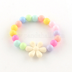 Flower Acrylic Pendant Necklaces and Stretch Bracelets Jewelry Sets&nbsp;X-SJEW-R048-05