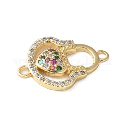 Brass Micro Pave Colorful Cubic Zirconia Heart Handbag Connector Charms&nbsp;KK-A252-21G