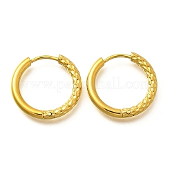 女性用304ステンレスフープピアス  イオンプレーティング（ip）  リング  14KGP本金メッキ  19.5x2.5mm&nbsp;EJEW-M068-16C-G