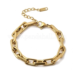304 Stainless Steel Rectangle Ring Link Chain Bracelets for Women&nbsp;BJEW-A152-02G