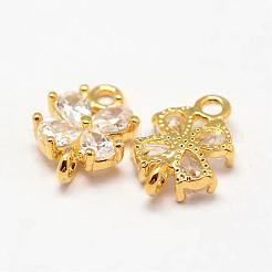 Flower Brass Micro Pave Cubic Zirconia Links&nbsp;ZIRC-L053-08G