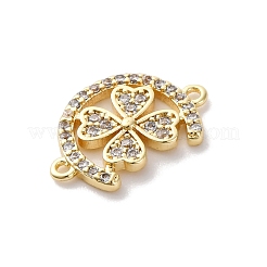 真鍮マイクロパヴェクリアキュービックジルコニアリンクコネクタチャーム  ゴールドカラー  クローバー  10x15x2mm  穴：0.7mm&nbsp;KK-K406-01C-G