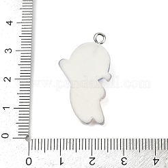 樹脂チャーム  プラチナトーンの鉄ループ付き  宇宙人  30x18x8mm  穴：2mm&nbsp;RESI-Q022-02A