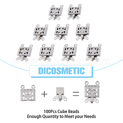 100 Sets 2-Strands 4-Holes 304 Stainless Steel Box Clasps&nbsp;STAS-DC0012-94