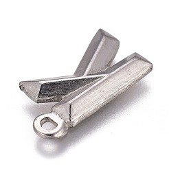 変色しない304ステンレススチールペンダント  アルファベット  文字.k  16x8x2mm  穴：1.4mm&nbsp;X-STAS-H119-01P-K