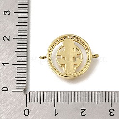 Brass Pave Clear Cubic Zirconia Saint Benedict Connector Charms&nbsp;KK-M101-07G
