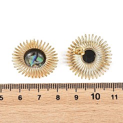 女性用パウア貝と真鍮のスタッドピアス  花  ゴールドカラー  24.5mm&nbsp;EJEW-JE07473-01