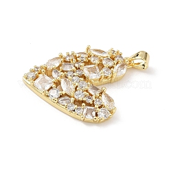 Brass Micro Pave Clear Cubic Zirconia Pendants&nbsp;KK-B141-03G-02