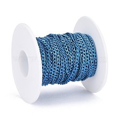 電気泳動 304 ステンレス鋼カーブチェーン  溶接されていない  スプールで  ドジャーブルー  4.2x2.6x0.6mm  約32.8フィート（10m）/ロール&nbsp;CHS-I003-Q02
