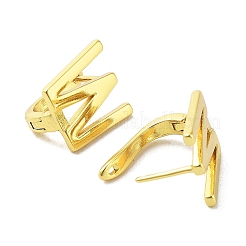 女性用真鍮文字スタッドピアス  鉛フリー＆カドミウムフリー  18KGP本金メッキ  文字W  15x12.5mm&nbsp;EJEW-A038-01W-G