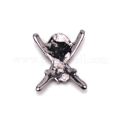 合金スカルカボション  ラインストーン付き  ネイルアートの装飾の付属品  ガンメタ色  8.5x6.8x1.8mm&nbsp;MRMJ-WH0078-03
