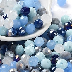 ガラスビーズ  多面カット  ロンデル  ライトブルー  8x6mm  穴：1mm  約130個/54g&nbsp;LS-EGLA-A034-SM8mm-40