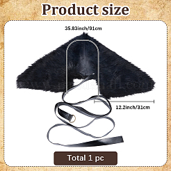 人工ウールのショール  合成皮革ベルト付き  ブラック  910x310x45mm&nbsp;AJEW-WH20020-212B