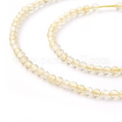 天然石シトリンビーズ連売り  多面カット  ラウンド  2~2.5mm  穴：0.5mm  約180~200個/連  14.5~16.1インチ（37~41cm）&nbsp;G-F619-24-2mm