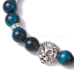 8mm Round Dyed Natural Tiger Eye & Black Onyx Beaded Stretch Bracelets&nbsp;BJEW-TA00516-01