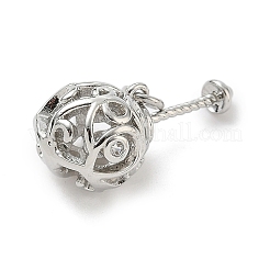 Hollow Round Brass Micro Pave Cubic Zirconia Pendants&nbsp;KK-H080-01P