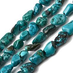 天然の湖北ターコイズビーズ連売り  ナゲット  4~10x4.5~6x4.5~6mm  穴：0.4mm  35.43''（90センチメートル）&nbsp;G-H345-A01-05