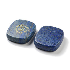 Natural Lapis Lazuli Rectangle with Chakra Sign Figurines Display Decorations&nbsp;DJEW-K025-02F