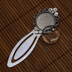 アンティークシルバーDIY合金肖像画花のしおり作りのために20 mmのクリアドーム型のガラス製カボションカバー  カドミウムフリー＆ニッケルフリー＆鉛フリー  ブックマークカボションのセッティング：83x28ミリ  トレイ：20mm&nbsp;DIY-X0126-AS-NR