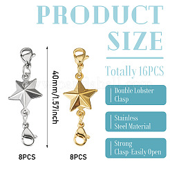 16Pcs 2 Colors 304 Stainless Steel Lobster Claw Clasps&nbsp;PALLOY-TAC0265