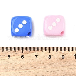 スプレー印刷された不透明アクリルビーズ  サイコロ  ミックスカラー  20x20x20.5mm  穴：3mm&nbsp;SACR-Z009-02