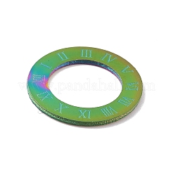 イオンプレーティング（IP）304ステンレス鋼リンクリング  ローマ数字のリング1~12  虹色  15.5x0.5mm  穴：9.5mm&nbsp;LS-STAS-P306-02B-MC