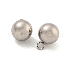 変色しない201ステンレススチールチャーム  丸いチャーム  ステンレス鋼色  11x8x8mm  穴：1.8mm&nbsp;STAS-O004-09F-P