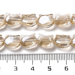 電気メッキガラスビーズセット  ABカラーメッキ  猫の形  桃パフ  10.5x8x5mm  穴：1.1mm  約65個/連  25.20''（64センチメートル）&nbsp;EGLA-Q128-07A-AB04