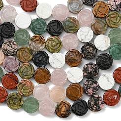 ミックス天然石ビーズ連売り  刻まれた  染めと未染色の混合  花  13.5~14.5x6~7.5mm  穴：1mm  約28個/連  14.84''（37.7センチメートル）&nbsp;G-D354-D01