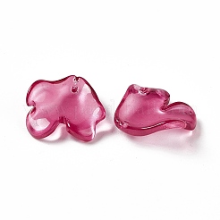 電気メッキガラスペンダント  花びらのチャーム  赤ミディアム紫  20x19x4mm  穴：1.2mm&nbsp;EGLA-H102-02D