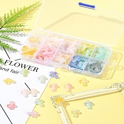 130色グラデーションカラー透明アクリルビーズ10個  金色の箔付き  クロス  ミックスカラー  16x12.5x4.5mm  穴：2.5mm  13個/カラー&nbsp;OACR-FS0002-05