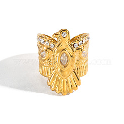 304 Stainless Steel Micro Pave Cubic Zirconia Cuff Open Rings&nbsp;NZ1589