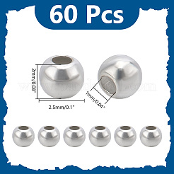 60 個 925 スターリングシルバービーズ  ラウンド  銀  2.5x2mm  穴：1mm&nbsp;STER-AR0001-20