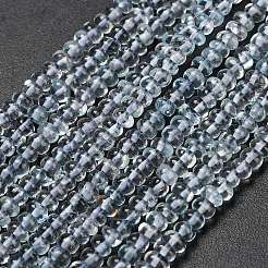 天然石アクアマリンビーズ連売り  ロンデル  3x2mm  穴：0.8mm  約235個/連  16.54''（42センチメートル）&nbsp;G-Z114-A02