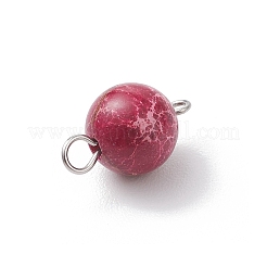 Dyed Natural Imperial Jasper Round Connector Charms&nbsp;PALLOY-JF04248-01