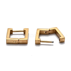 304ステンレススチールスクエアハギーフープピアス  ゴールドカラー  12x12x3mm  ピン：1mm&nbsp;STAS-H156-09A-G