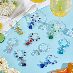 32Pcs 8 Colors Glass Angel Wine Glass Charms&nbsp;AJEW-PH01651