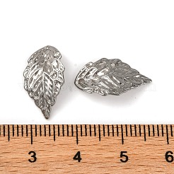 変色しない304ステンレススチールペンダント  リーフチャーム  ステンレス鋼色  17x10x1mm  穴：1mm&nbsp;STAS-H221-01P