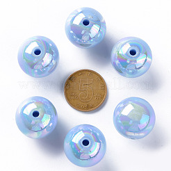 不透明なアクリルビーズ  ABカラーメッキ  ラウンド  ライトスカイブルー  20x19mm  穴：2~3mm  約67個/305g&nbsp;LS-MACR-S370-D20mm-SS2113