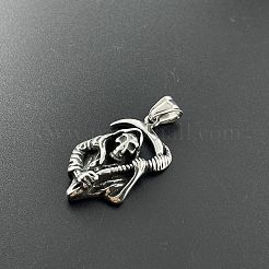 パンク スカル 死神 鎌 304 ステンレススチール ペンダント ネックレス ヒップホップ トレンディ メンズ ジュエリー  スチールブルー&nbsp;ZE8864